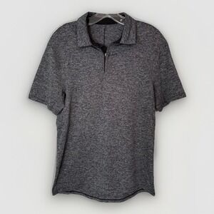 Lululemon Men's Gray Zip Polo Shirt Heathered Performance Athletic Golf Small